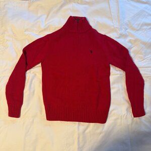 Polo Ralph Lauren Red Heavy Cotton Q-Zip Sweater Large